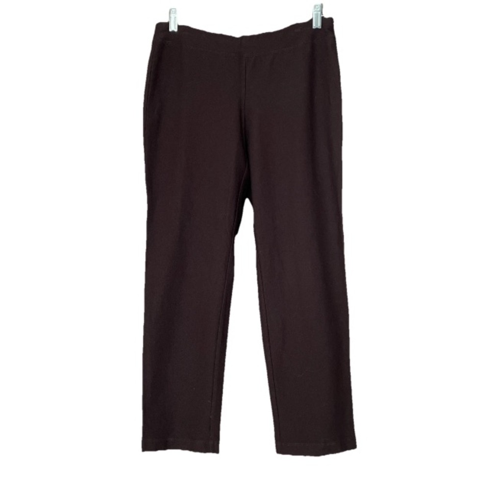 Eileen Fisher Stretch 29W 25L Crepe Pull On Viscose Straight Leg Pants Brown PS.